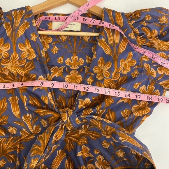 Eugenia Fernandez || Puff Sleeve Tie Front Keyhole Floral Mini Dress Large - Picture 6 of 8